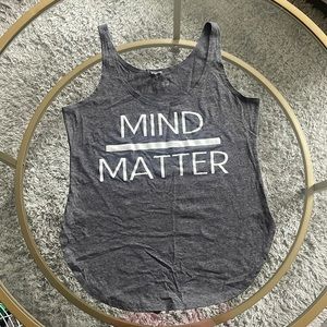 ILoveKickboxing grey mind over matter small tank top. Fits loose and comfortable